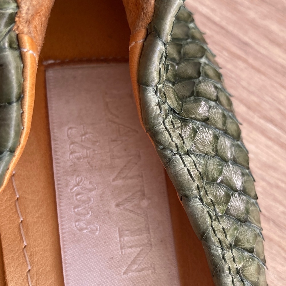 Lanvin Olive Green Python-Embossed Ballet Flats - Picture 8 of 8
